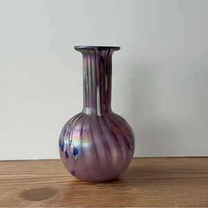 Robert Held Art Glass Small Iridescent Light Purple Vase 5”